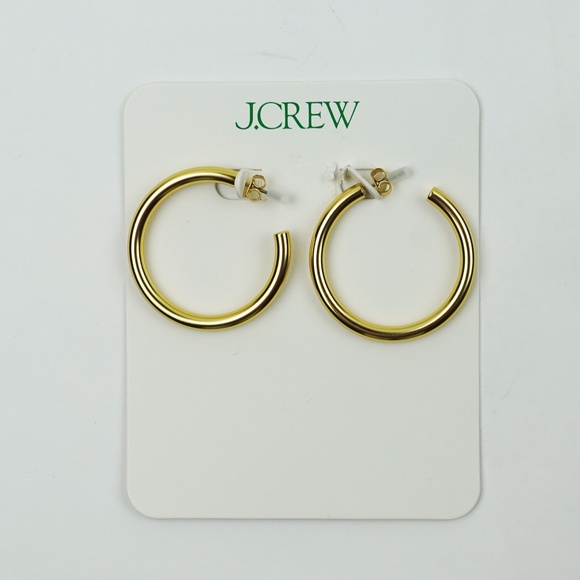 New JCREW Mini Tube Hoop Earrings in Shiny Matte Gold $34 M0482 - Picture 4 of 4